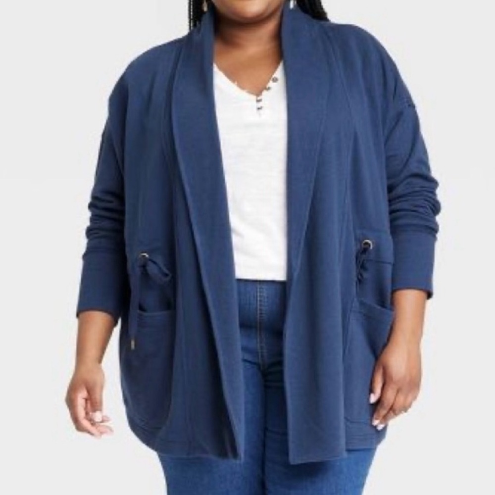 Knox Rose Women’s 4X Open Cardigan Academy Blue Long Sleeve Target NWT